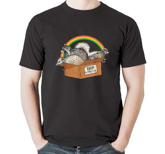 Funny Opossum Raccoon Skunk Shirt Adopt A Street Cat Rainbow T-Shirt Sweatshirt Hoodie Tanktop for Men Women Kids