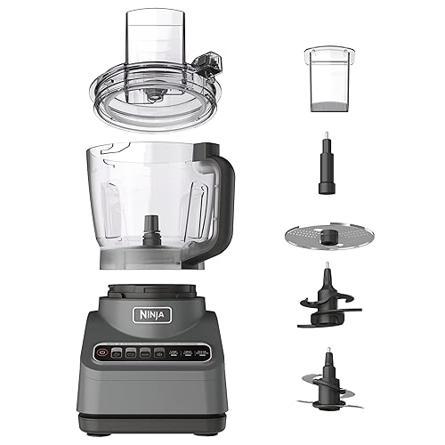 Ninja Food Processor, Professional Plus, 1000 Peak Watts, 4 Functions for Chopping, Slicing, Purees & Dough with 9-Cup Processor Bowl, 3 Blades, Food Chute & Pusher, Silver, BN601 - 9-Cup Food Processor