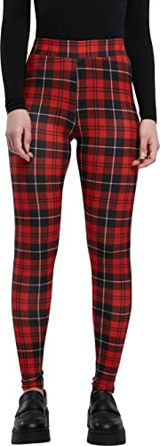 Urban Classics Mallas para Mujer Pantalones de Yoga - S - Rojo (Red Check)