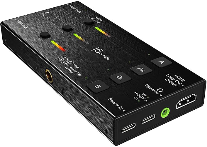 j5create Live Video Capture Card - Dual HDMI to USB-C, Supports 1080p 60Hz Video and Audio Recording, Power Delivery 60W Pass Through, Ideal for PC Xbox Playstation Android Game Live Streaming (JVA06)