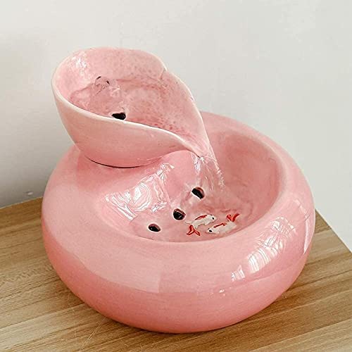 EBWLI Pet Water Dispensers, Ceramic Pet Fountain, Cat Water Fountain for Cats and Small Dogs, Super Quiet Cat Water Dispenser with Adjustable Water Flow and Filter, Pink Water Fountain for Cats and Sm - Pink
