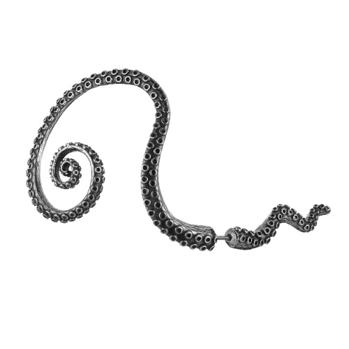 HZMAN Men Women Stainless Steel Vintage Punk Dragon Tentacle Earrings Pierced Stud Earrings Party Cuff Wrap Earrings - Left Ear Octopus Tentacle Earrings