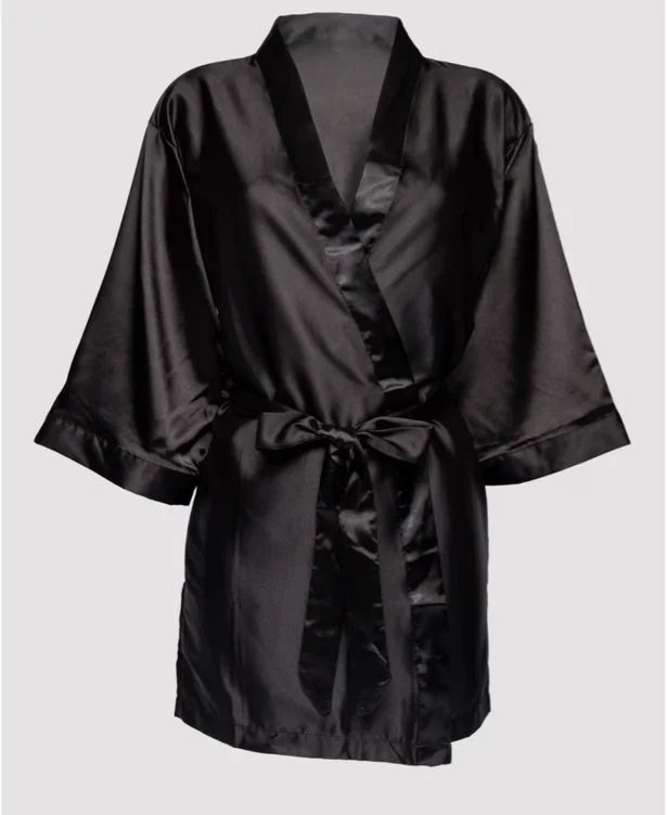 Lovehoney Short Black Satin Robe