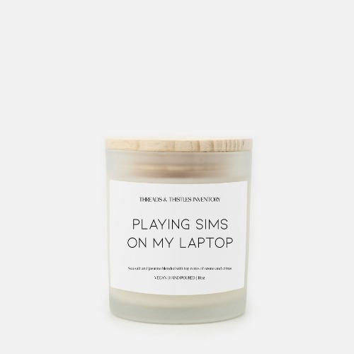 Playing Sims on my Laptop | 11oz Candle - Jasmine & Ozone