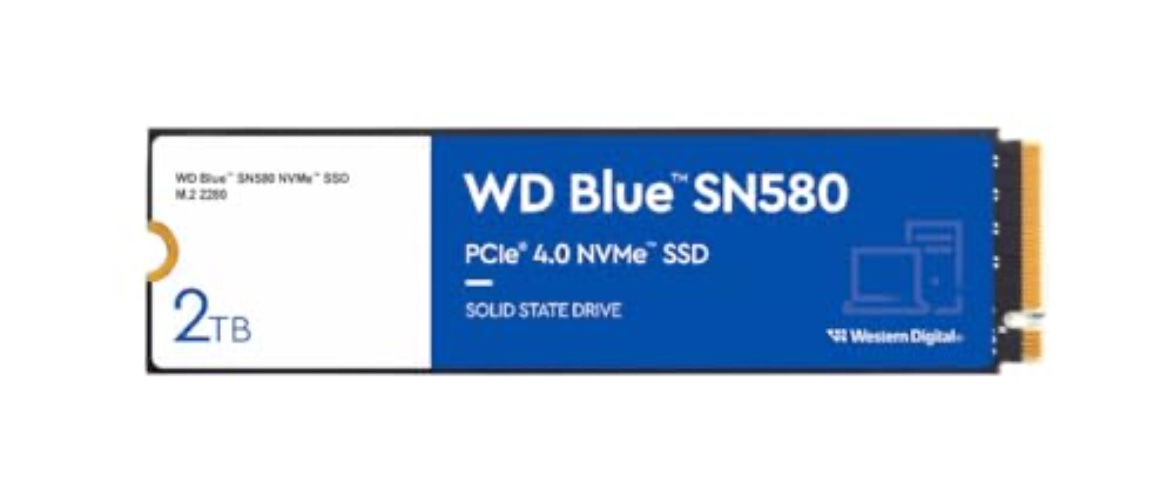 Western Digital 2TB WD Blue SN580 NVMe Internal Solid State Drive SSD - Gen4 x4 PCIe 16Gb/s, M.2 2280, Up to 4,150 MB/s - WDS200T3B0E - 2TB