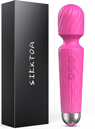 Vibrator Wand, Female Adult Sex Toys, Vibrators for Her, Wand Massager, Clit Stimulator Sex Toy, Dildo, with 8 Speeds of Pleasure & 20 Patterns, Powerful, Waterproof (Rose) - Pattern 1-Rose