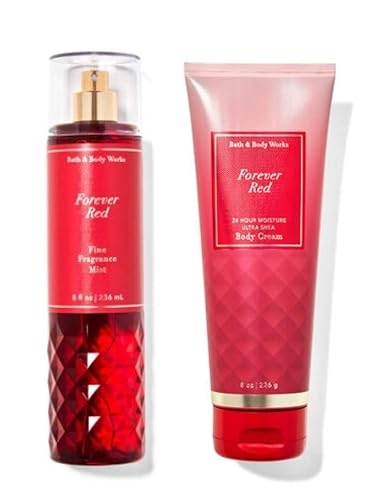 Bath & Body Works - Forever Red - Gift Set - Fine Fragrance Mist & Body Cream - Packaging Varies
