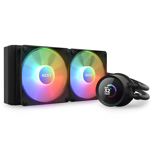 NZXT Kraken 240 RGB - RL-KR240-B1 - Refroidisseur pour processeur AIO de 240 mm - Écran LCD de 1,54 pouces personnalisable. Pompe haute performance - 2 ventilateurs F120 RGB Core - Noir - Kraken RGB - 240mm Schwarz