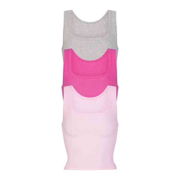 COTTON RIB TANK 3-PACK | HOT PINK MULTI