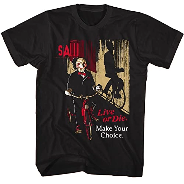 Saw Horror Movie T Shirt Your Choice Live Or Die Adult Short Sleeve T Shirts Vintage Style Graphic Tees Men