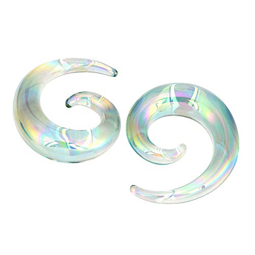 Oyaface Glass Ear Tapers Plugs 2G-16mm Handmade Hanger Gauges Piercing Jewelry Set - Clear-00g(10mm)