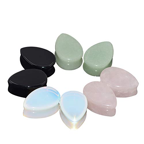 JOYTOYOU 8Pcs 2g-5/8 Oversized Teardrop Ear Gauge Plugs Tunnels Saddle Expander Piercing Jewelry - 00g(10mm)