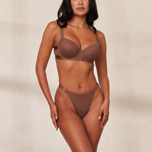 Smooth Mesh T-shirt Bra  - Chestnut |