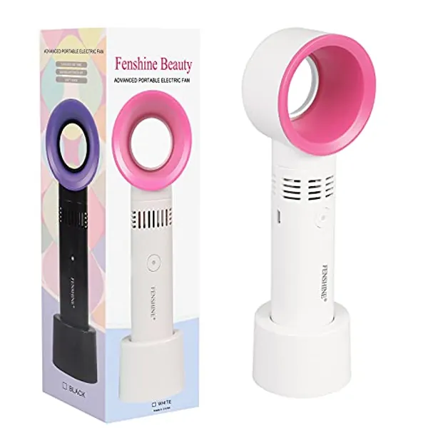 fenshine Portable USB Rechargeable Mini Fan Eyelash Fan Dryer Bladeless Handheld Fan for Eyelash Extension, Air Conditioning Blower for Essential Eyelash Extension Supplies (White 02)