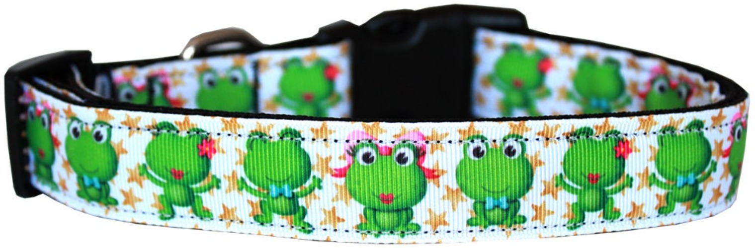 Pet Dog & Cat Nylon Collar or Leash, "Happy Frogs" - MD Collar