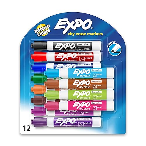 EXPO Dry Erase Markers, Chisel Tip, Assorted Colors