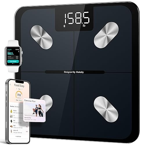 Etekcity Smart Scale for Body Weight FSA HSA Store Eligible, Bathroom Digital Weighing Scale with BMI, Body Fat, Muscle Mass, Accurate Bluetooth Home User Health Equipment Sync Apps - Black