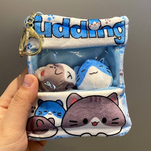 Kawaii Snack Pillow Keychain: Cute Japanese Dolls - Cat / 10cm