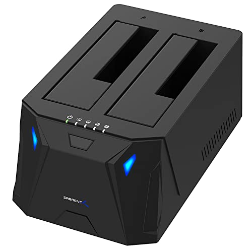 SABRENT USB 3.0 to SATA I/II/III Dual Bay External Hard Drive Docking Station for 2.5 or 3.5in HDD, SSD with Hard Drive Duplicator/Cloner Function [20+TB Support] (EC-HD2B) - 2 BAY