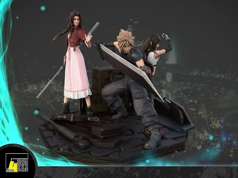 Final Fantasy 7 Remake | CLOUD, AERITH, TIFA Diorama | Resin Statue | 290mm