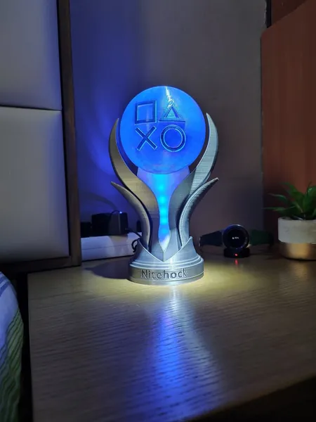 Playstation 5 3D Platinum Trophy Lamp RGB LED Lights Special Edition , Gift For Gamers, Gift For Boyfriend , Gift For Husband