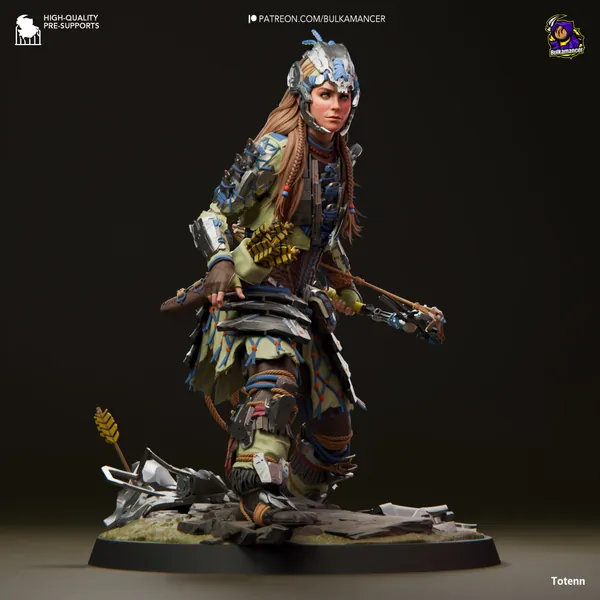Gaming Figure - Aloy - Horizon Forbidden West by Bulkamancer Unpainted Resin Printed Figurine, Gaming Girl Figure