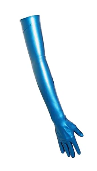 Premium Latex Long Gloves (Opera Length) Fetish - Pearlsheen Blue (Medium) - Medium
