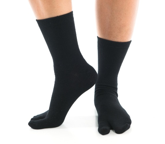1 Pair - V-Toe Flip Flop Tabi Socks - Black Solid