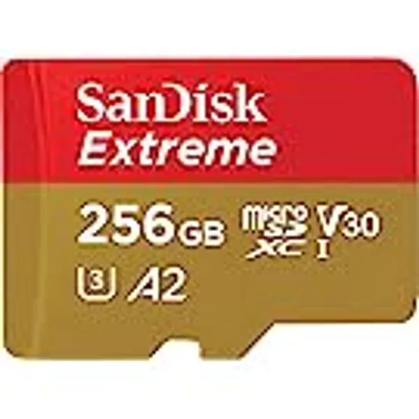 SanDisk 256GB Extreme microSDXC UHS-I Memory Card with Adapter - Up to 160MB/s, C10, U3, V30, 4K, A2, Micro SD - SDSQXA1-256G-GN6MA