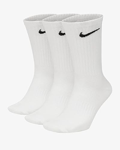 Nike unisex-adult Unisex Nike Everyday Cushion Crew 3 Pair - Medium - White/Black