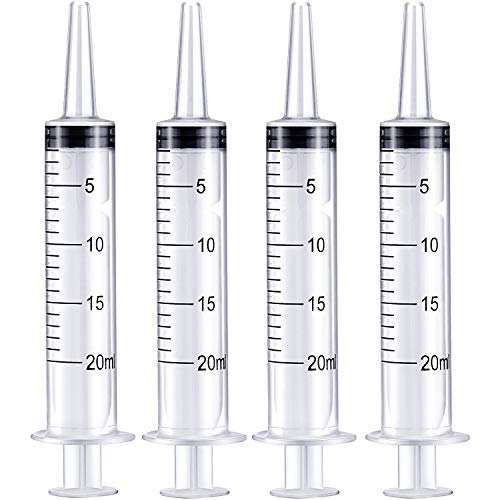 Frienda Large Plastic Syringe 4 Pack Measuring Syringe Tools Dispensing Multiple Uses(20 ml) - 20 ml