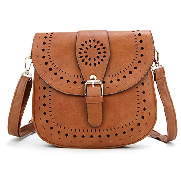 DCCN Women's Shoulder Bag PU Leather Crossbody Bag (Brown)