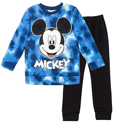 Disney Mickey Mouse Fleece Pullover Sweatshirt and Pants Outfit Set Infant to Big Kid Sizes (12 Months - 14-16) - 7-8 - Blue/Black