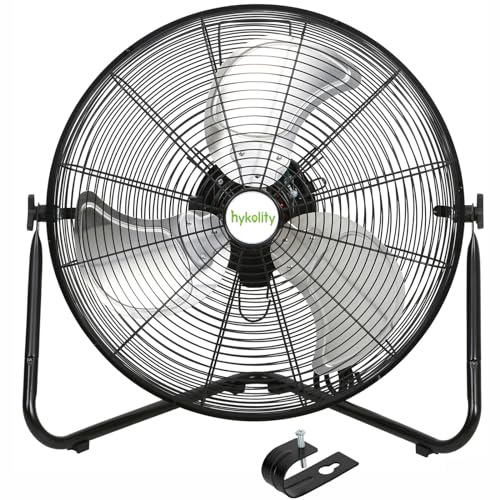 hykolity 4600 CFM 20" High Velocity Floor Fan, 3-Speed Heavy Duty Metal Fan with Wall-Mounting System, Industrial Shop Fan for Warehouse, Garage, and Workshop - 20 inch - 1-Pack