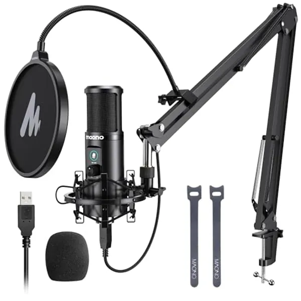 MAONO Studio USB Microphone, Professional Recording Condenser Computer PC Mic with Arm and One-Touch Mute, Gain Control for Podcast, Studio, Recording, Streaming, Gaming, Meeting, YouTube PM421 😐