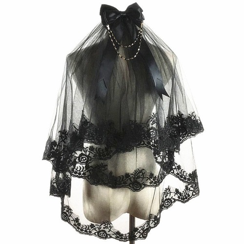 Gothic Retro Lace Double Layers Lolita Veil | black color