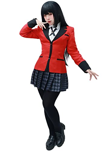 C-ZOFEK Women US Size Yumeko Cosplay Costume Uniform for Halloween Anime Outfit Full Set… - Large - Red