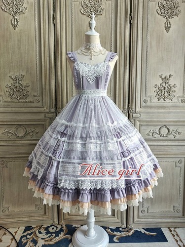 Alice Girl~Elegant Lolita Dress~Camellia Blooms Jumper Skirt | L / purple