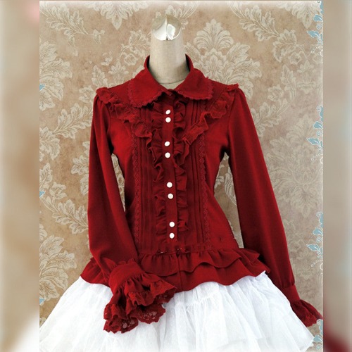 Strawberry Witch~Elegant Corset Lacing Lolita Blouse | L / wine red