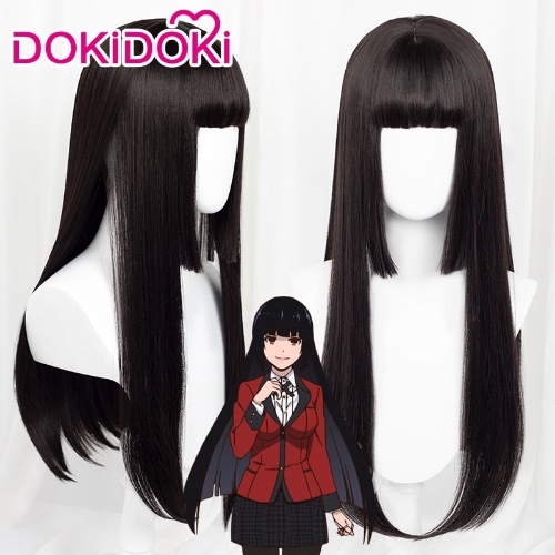 DokiDoki Anime Cosplay Wig Kakegurui Jabami Yumeko Wig Women Long Straight Black Hair Halloween | Yumeko-PRESALE