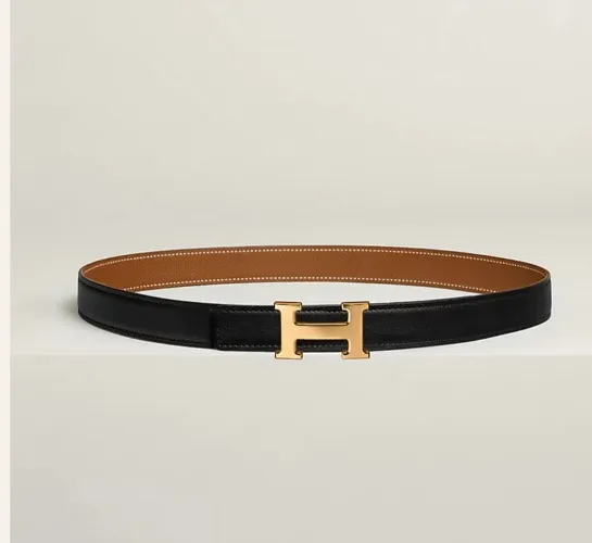 Mini H belt buckle & Reversible leather strap 24 mm
