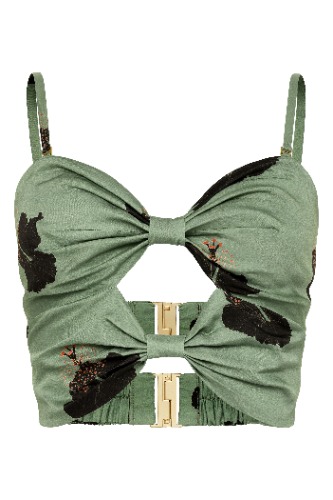 Sage Hibiscus Double Bow Bralette | s
