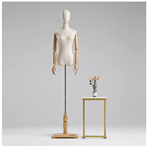 CDDUOLA Schaufensterpuppe, Mechanische Arme und Finger Schneiderpuppe Damenbüste Torso Körper Weiblich, Höhenverstellbar Mannequin für Bekleidungsgeschäft, Kleiderständer, Boutique, Weiß - Medium-Women