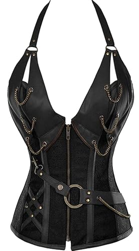 Alivila.Y Fashion Womens Steel Boned Retro Goth Steampunk Corset - 3X-Large - Black