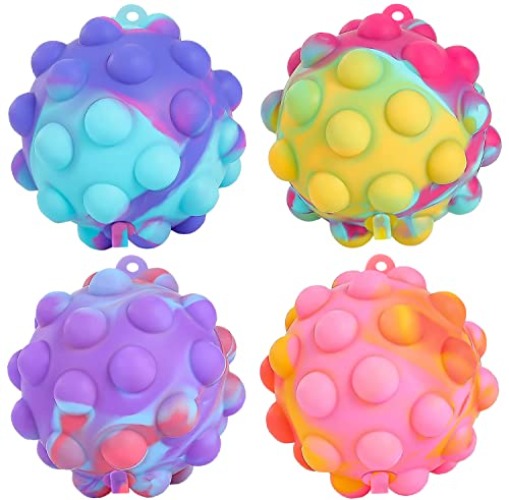 Pop Fidget Toys Its Ball Toy 4 PCS 3D Stress Balls It Pop Fidgets Pack Party Favors for Kids Toys Autism Sensory Toys Bulk Squeeze Toys Toddler Toys for Boys Adult Stress Relief Easter Basket Stuffers - 4 Pack Tie-dye Pop Ball
