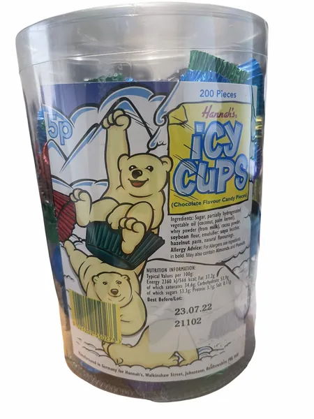 Hannah's Candy Chocolate ICY Cups (tub of 200)…