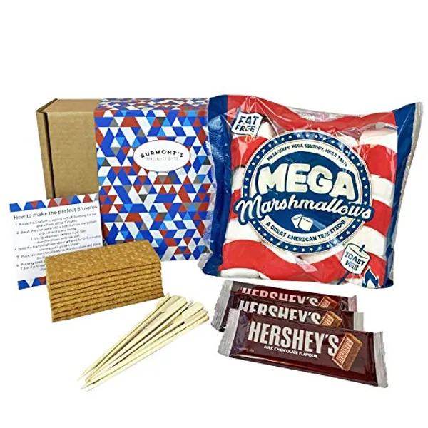 Marshmallow S'Mores Ultimate Hamper - Includes Hershey's Chocolate, Giant Marshmallows, Nabisco Graham Crackers & More - All You Need to Make Luxury American S'Mores - Hamper Exclusive to Burmont's