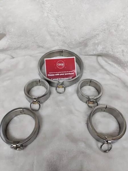 Stainless Steel neck wrist and ankle cuffs, very strong mature