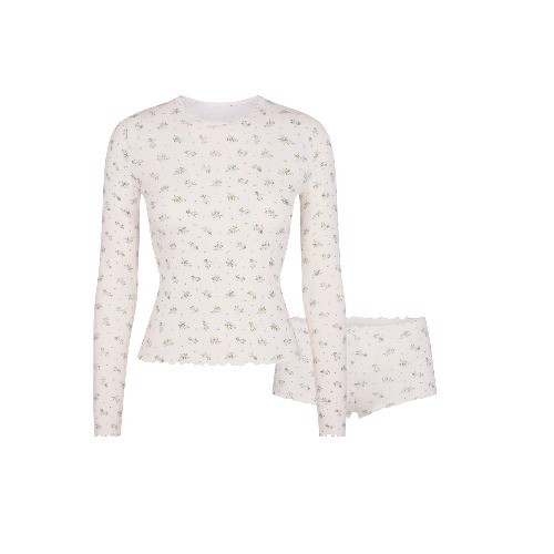 LOGO POINTELLE LONG SLEEVE SET | MARBLE FLORAL PRINT