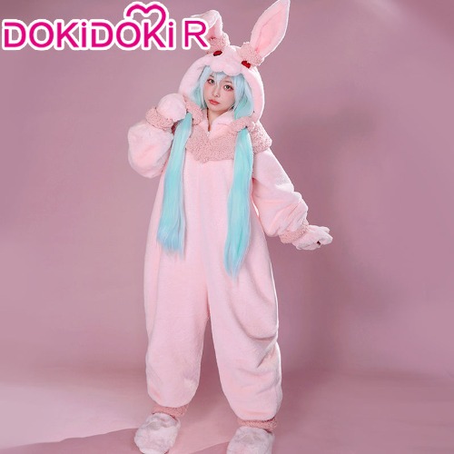 DokiDoki-R Cosplay Costume Animal Pajamas Doujin Rabbit Cat Sleepwear | Pink Rabbit / Pajamas Only-S-Order Processing Time Refer to Description Page